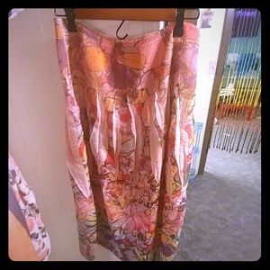 LAPIS Pink Multi Floral Strapless Elastic Dress
